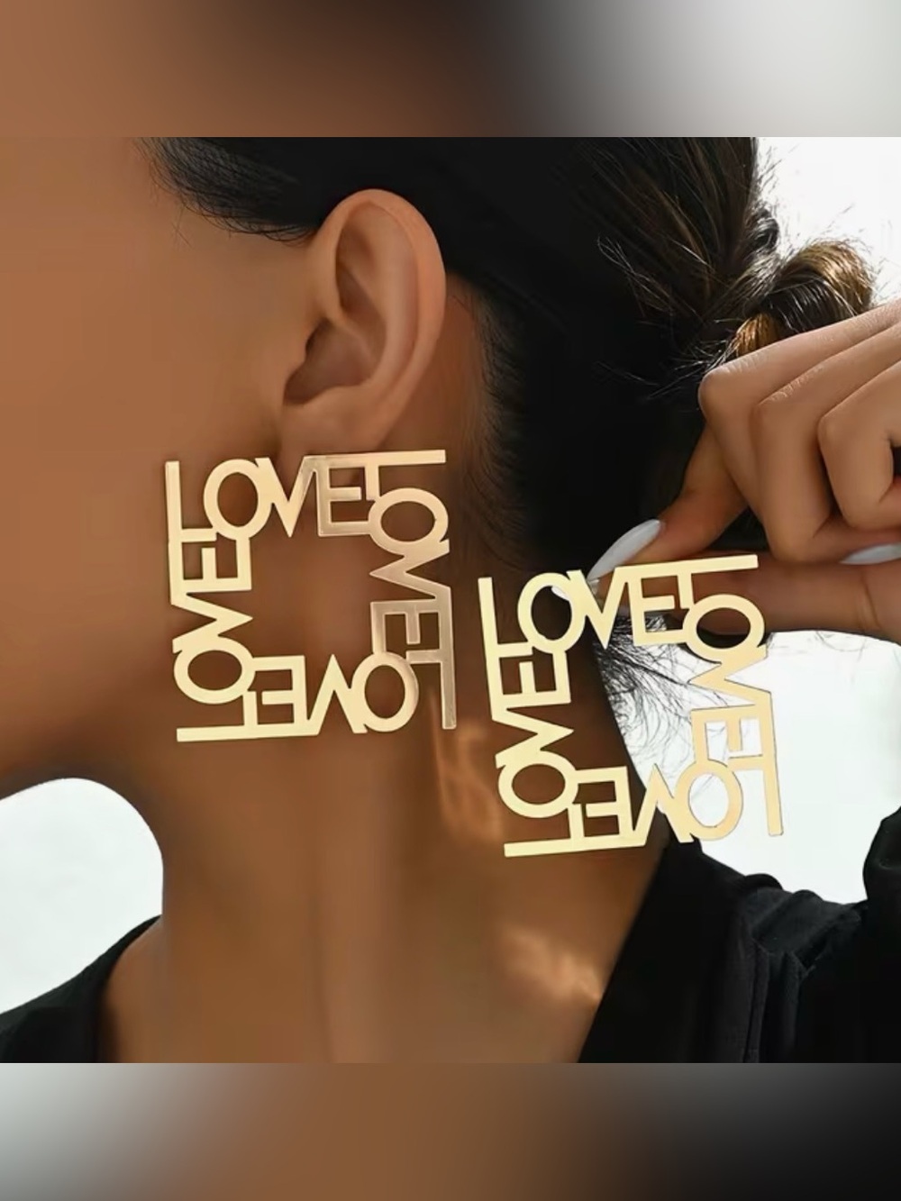 Gold 'LOVE' Statement Drop Earrings - Women Jewelry
